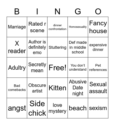Wattpad bingo Card