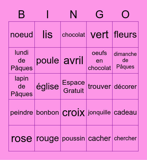 BINGO : Joyeuses Pâques! Bingo Card