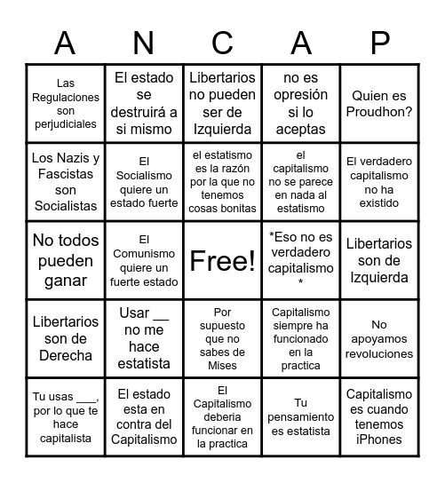 Bingo Libertario Bingo Card