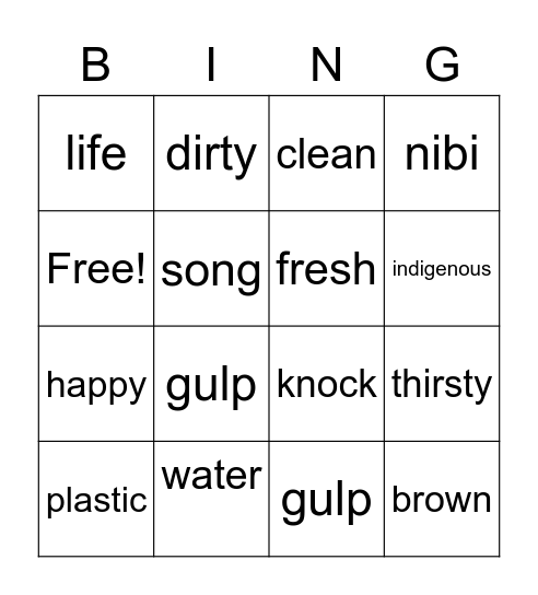 Nibi's Water Song Bingo Card