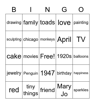 Birthday BINGO Card