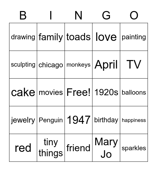 Birthday BINGO Card