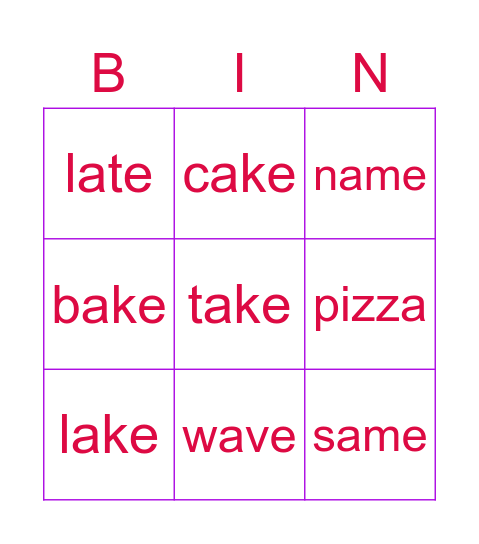 Caterpillar 2 Class Bingo Card