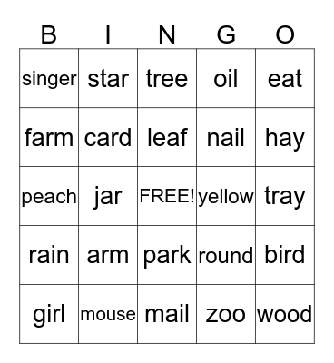 Phonics  Bingo Card