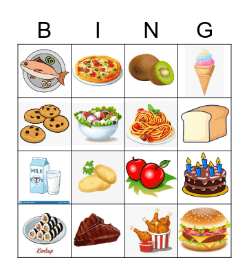 Food Bingo Card