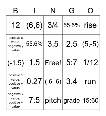 Slope Bingo Card