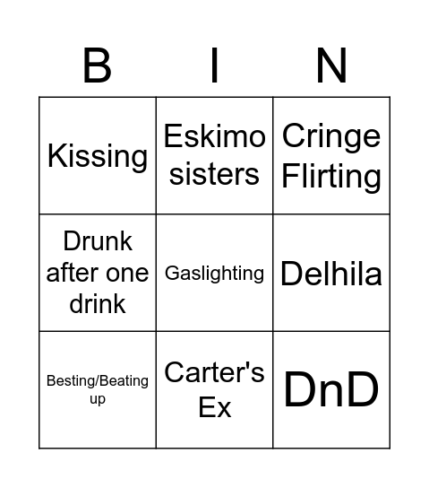 Carah Bingo Card