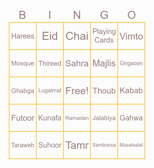 BIBF Staff Ghabga Bingo Card