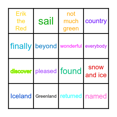 Mid 1 - Greenland Bingo Card