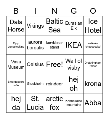 Sweden Bingo Card