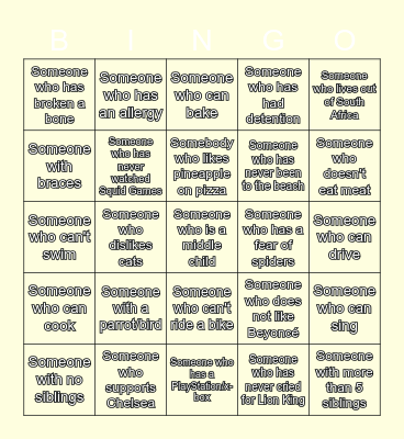 ICE breaker Bingo 1 Bingo Card