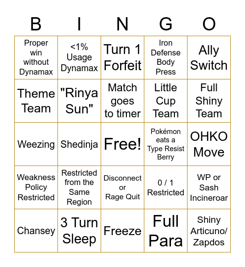 VGCPastes' April IC Bingo Card Bingo Card