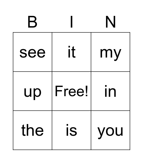 Mr. Cowan's Sight Word Bingo Card