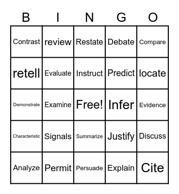 Vocabulary Bingo Card