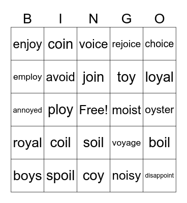 Phonics Bingo Card