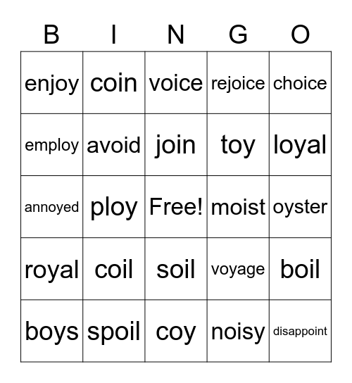 Phonics Bingo Card