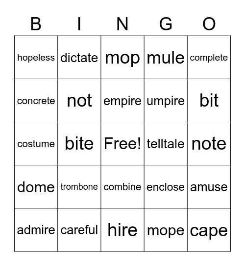 Magic e Bingo Card