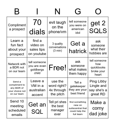 TeamPri BiNGo Card