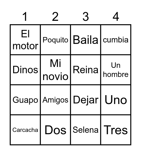 La Carcacha Bingo Card
