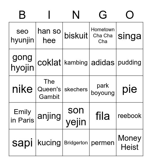 jaemin Bingo Card