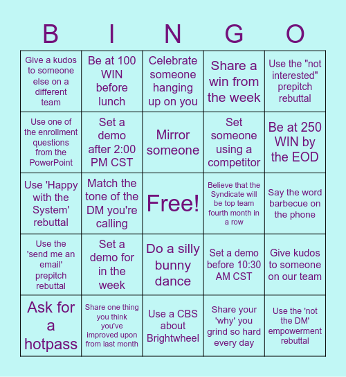 SYNDICATE BINGO Card