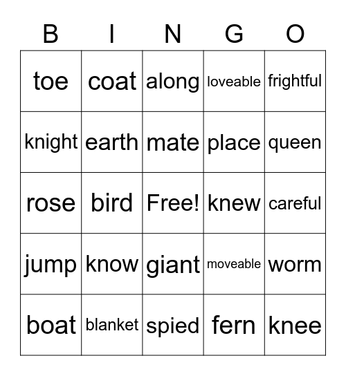 6th grade Bingo Card
