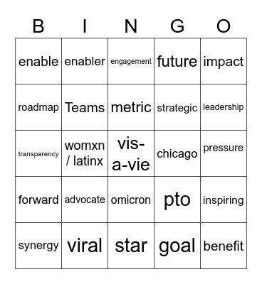 all company bingo Card