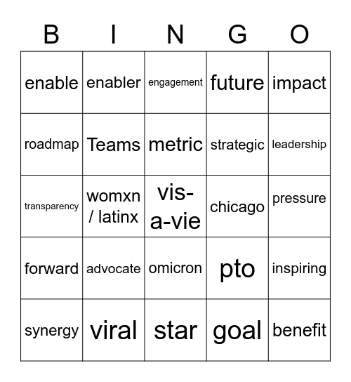 all company bingo Card