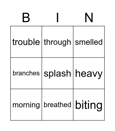 Tyler's Trunk Bingo Card