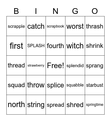 3 letter blends 1R Bingo Card