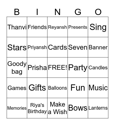 Birthday Bingo Card