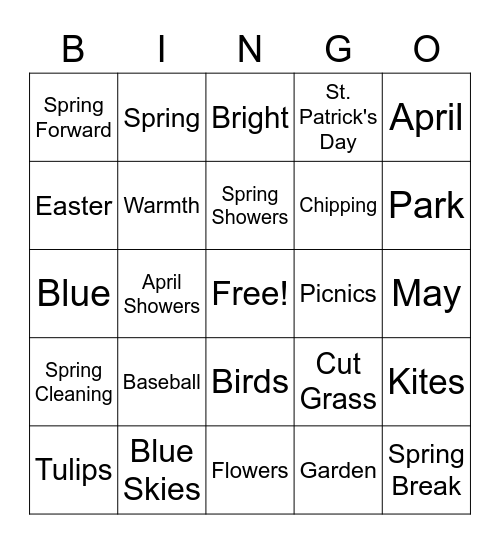 Spring 2 Bingo Card