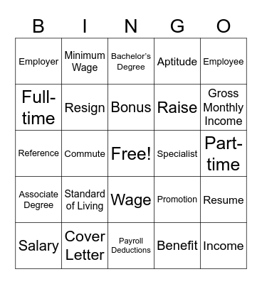 vocab Bingo Card