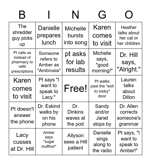 Pod 2 Bingo! Bingo Card
