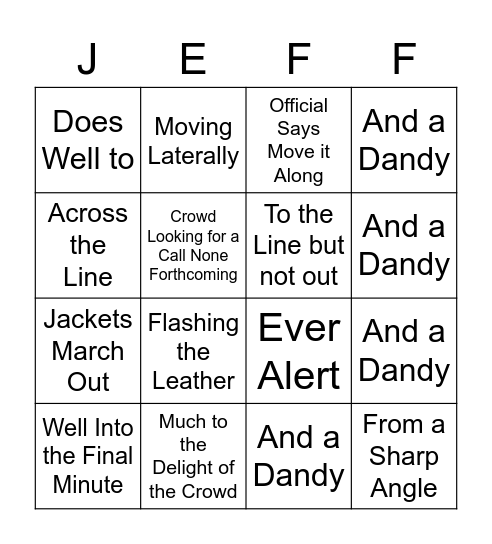Rimer Bingo Card