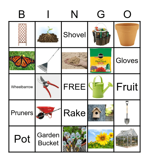 Garden Vocabulary Bingo Card