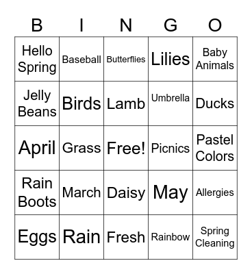 Spring 3 Bingo Card