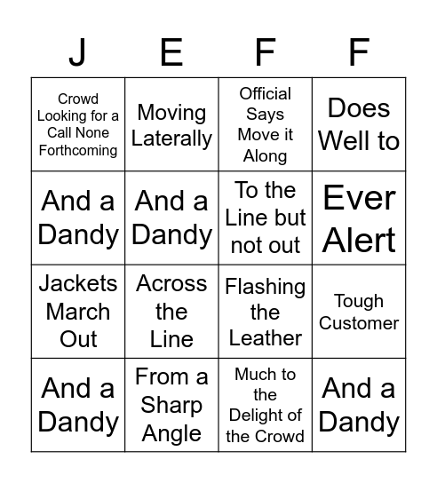 Rimer Bingo Card