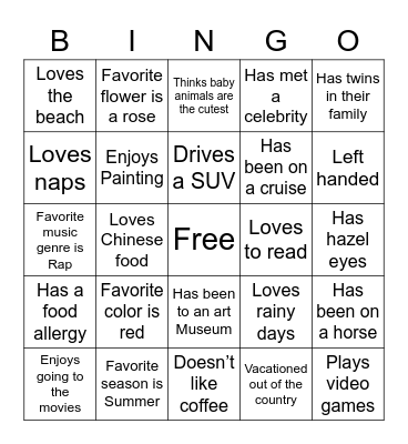 Ice Breaker Bingo Card