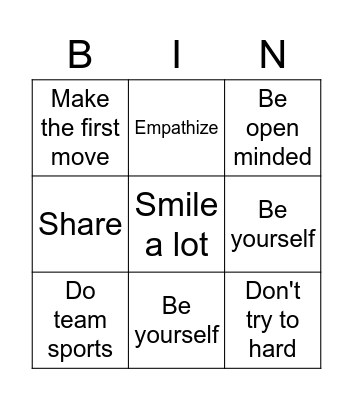 How to Make New Friends Bingo Card