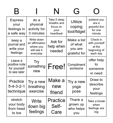 Small Group Bingo Card