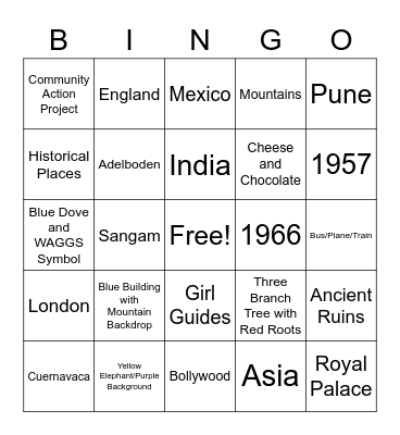 World Centeres Bingo Card