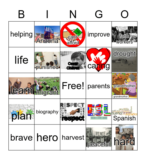 G2 U5 W3 Cesar Chavez Bingo Card