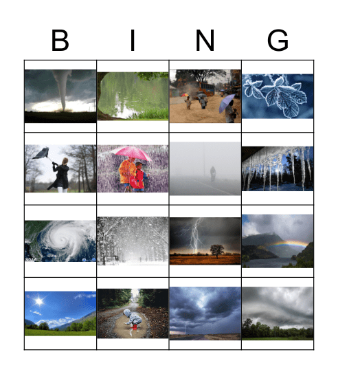 Weather Bingo Card