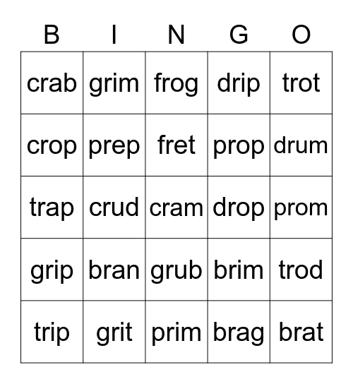 R Blend Bingo Card