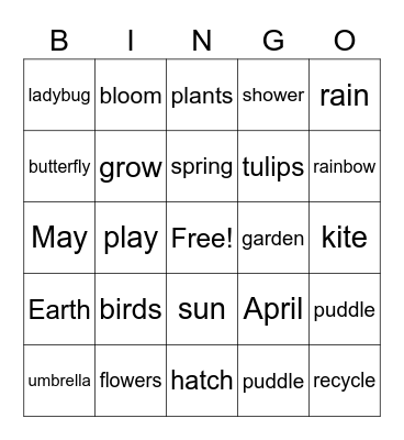 Spring Bingo Card