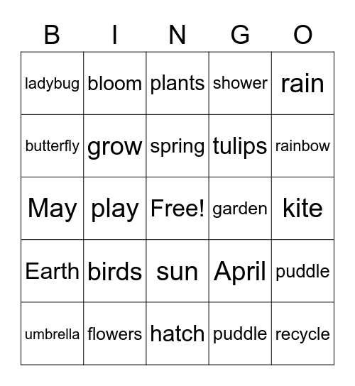 Spring Bingo Card