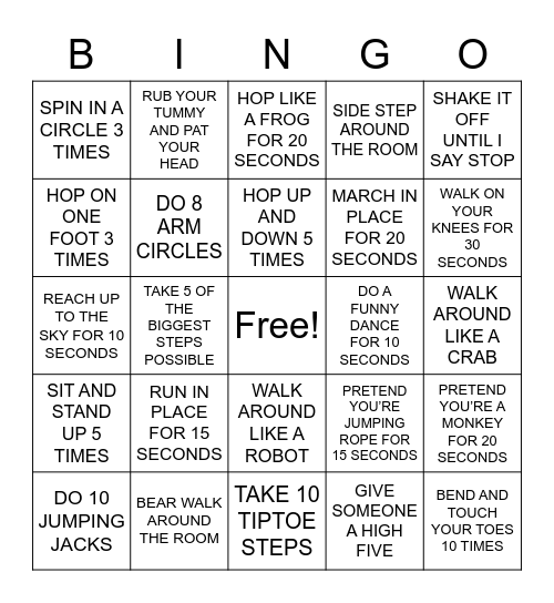 OT MOVEMENT BINGO Card