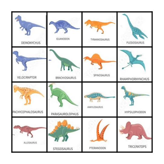 DINOSAUR BINGO Card