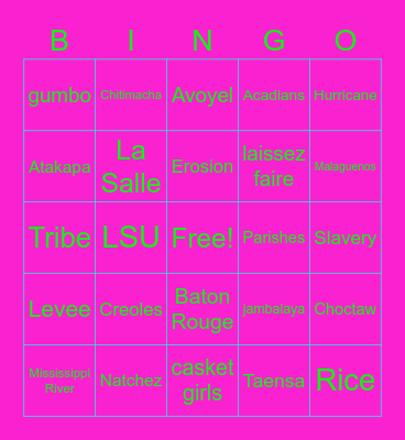 LOUISIANA BINGO Card